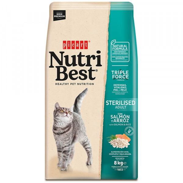 Picart Nutribest High Premium Gato Esterilizado - Salmão e Arroz 8Kg