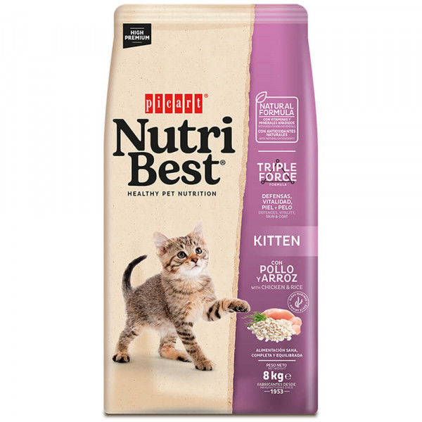 Picart Nutribest High Premium Gato Kitten - Frango e Arroz 8Kg