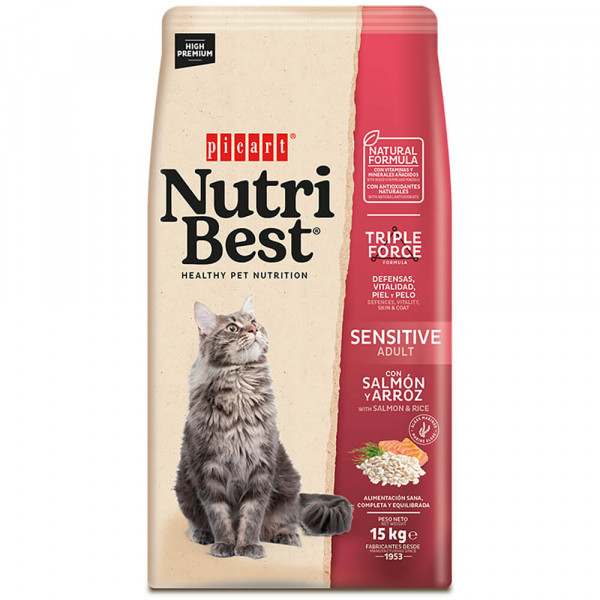 Picart Nutribest High Premium Gato Sensitive - Salmão e Arroz 15Kg